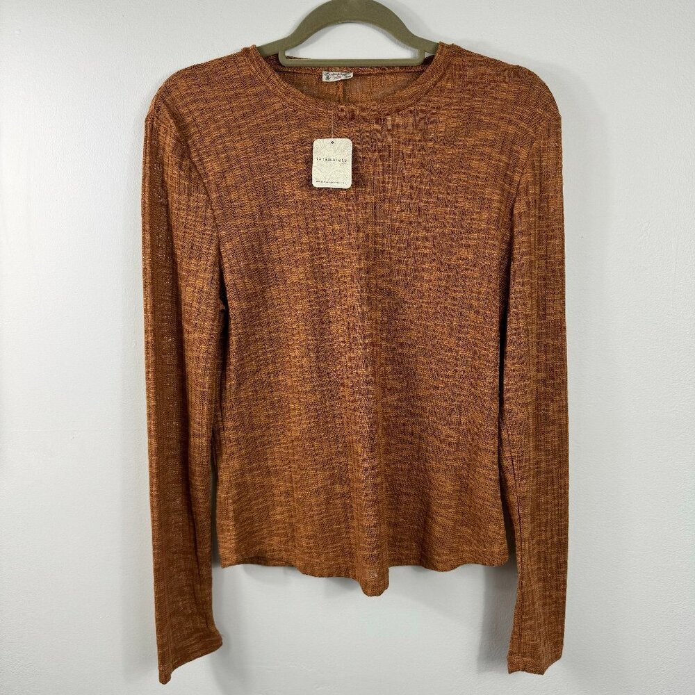 Intimately Free People Aura Layering Maple Coffee NWT Long Sleeve Top Size L